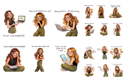 Tired Girl Productivity Humor Clipart Product Image 2