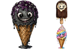 Creepy Ice Cream Monster Clipart, Goth Sublimation PNG Product Image 3