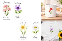 Watercolor Birth Month Flowers, Meaningful Floral PNG Bundle Product Image 3