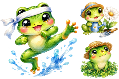 Funny Frog Watercolor Clipart Bundle, Watercolor PNG Product Image 3