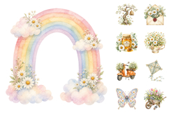 Watercolor Spring Daisy Clipart Bundle Product Image 3