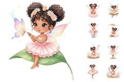 Watercolor Black Fairy Clipart Bundle Product Image 3