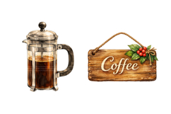 Coffee Watercolor Clipart Bundle Product Image 3