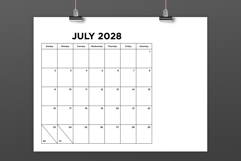2028 Small Number Simple 8.5x11 Inch Calendar Product Image 3
