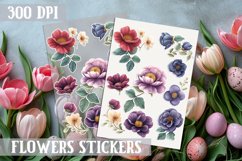 Spring sticker Sheet Garden Flowers Violets Ranunculus PNG Product Image 1