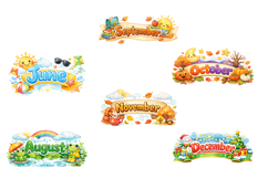 Watercolor Months and Days Clipart Bundle Product Image 3