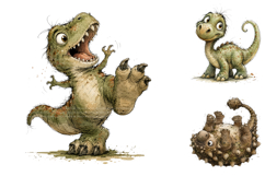Whimsical Baby Dinosaur Clipart, Nursery Decor PNG Product Image 3