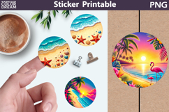 Tropical Beach Sticker | Sea Ocean Summer Sticker Product Image 1