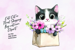 Cute cat sitting in shopping bag clipart sublimation Product Image 1