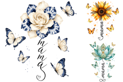 Watercolor Floral Butterfly Mama PNG Bundle Product Image 3