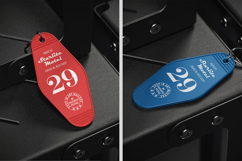 Hotel Keychain on a Metal Chair Mockup Product Image 3