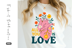 All You Need Is Love Retro Heart T-Shirt Sublimation Product Image 1