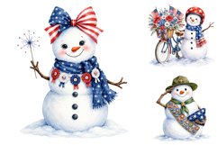 Patriotic Snowman Clipart Bundle, 4th of July PNG Product Image 3