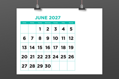 2027 Large Number Bold Color 8.5 x 11 Inch Calendar Template Product Image 4