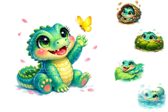 Cute Baby Alligator Clipart Bundle Product Image 3