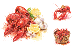 Watercolor Crawfish Boil Clipart, Sublimation Graphics Product Image 3