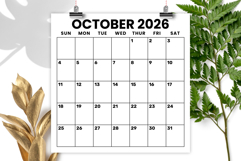 2026 Square 12 x 12 Inch Large Number Calendar Template Product Image 4