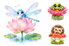 Watercolor Baby Animals Clipart PNG, Spring Floral Clipart Product Image 3