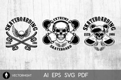 Set of skateboarding club emblems with skulls. Product Image 3