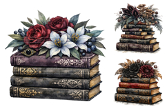 Gothic Floral Book Stack Clipart Product Image 3