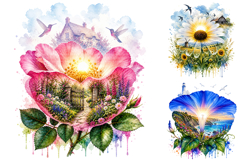 Watercolor Double Exposure Floral Landsc Product Image 3
