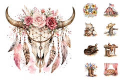 Patriotic Western Clipart Farmhouse PNG, Sublimation Designs Product Image 3
