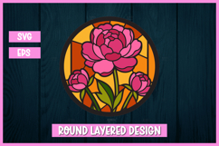 Layered Peonies Stained Glass SVG | 3D Paper Cut Floral Product Image 1