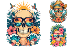 Tropical Skull Summer Sublimation PNG Bundle Product Image 3