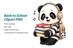 Back to School Panda Clipart PNG, Cute Panda School PNG Product Image 2