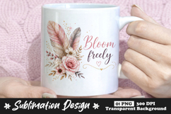 Bloom Freely Floral Feather Sublimation PNG Product Image 1