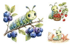 Whimsical Caterpillar Clipart Bundle, Nursery Sublimation Product Image 3