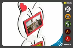 Foot Supported Wooden Heart Photo Frame, Laser Cut File Product Image 3