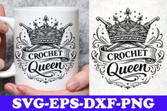 Crochet Queen Crown Knitting Yarn Lover SVG Design Product Image 1