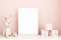 Frame mockup kids. Pink wall and white frame for girl Product Image 2