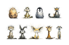 Quirky Watercolor Animal PNG Bundle Product Image 3
