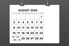2026 Large Number Bold 8.5 x 11 Inch Calendar Template Product Image 3