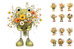 Cute Spring Animals Holding Wildflower Bouquets Clipart Product Image 3