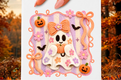 Faux Yarn Floral Ghost Halloween PNG Product Image 1