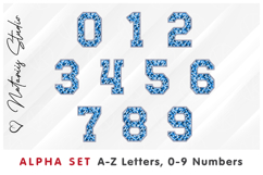 Blue Sequins Alpha Set. Letters Numbers Clipart. Product Image 3