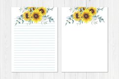 Watercolor Sunflower Stationary Template Product Image 3
