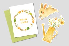 Easter bunny clipart &amp; card templates. Eggs, Wreath, Rabbits Product Image 3