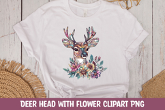Deer floral face t-shirt sublimation PNG Product Image 1