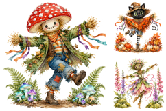 Whimsical Scarecrow Clipart Bundle, Autumn PNG Product Image 3