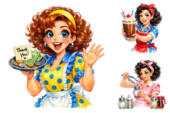 Retro Diner Waitress Sublimation Clipart Product Image 3