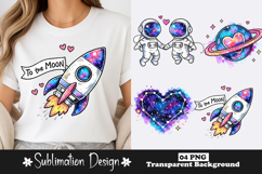To the Moon Space Love Valentine Sublimation PNG Product Image 1