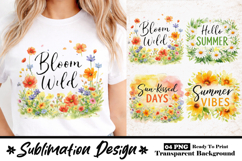 Bloom Wild Watercolor Meadow Flowers Sublimation Design Product Image 1