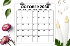 2030 Square 12 x 12 Inch Large Number Calendar Template Product Image 4