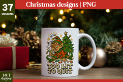 Funny Retro Christmas PNG Bundle Skeleton Santa Claus Elf Product Image 3