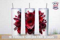 3D Flower Sublimation bundle Tumbler Wrap 20 oz Burgundy Product Image 4