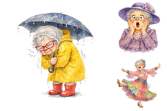 Watercolor Funny Grandma Clipart Bundle Product Image 3